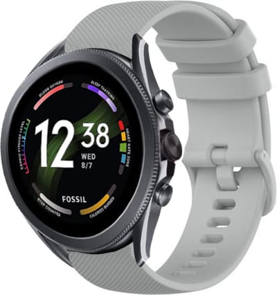 Strap-it Luxe siliconen bandje - geschikt voor Fossil Gen 5 / Gen 5e 44mm / Gen 6 44mm - grijs