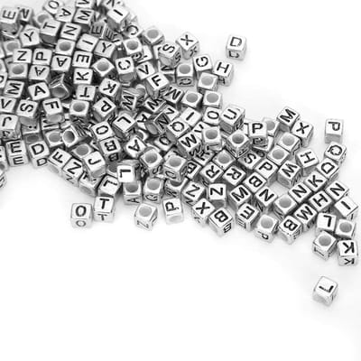 Letterkralen zwart zilver initialen groot gat Europese kralen voor doe-het-zelf armband halsketting sieraden maken vriendschap