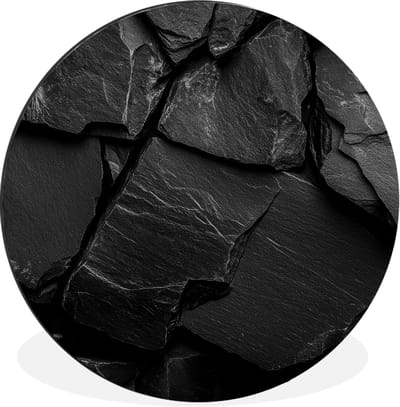 WallCircle - Wandcirkel - Muurcirkel - Zwart - Stenen - Rots - Aluminium - Dibond - 60x60 cm - Binnen en Buiten
