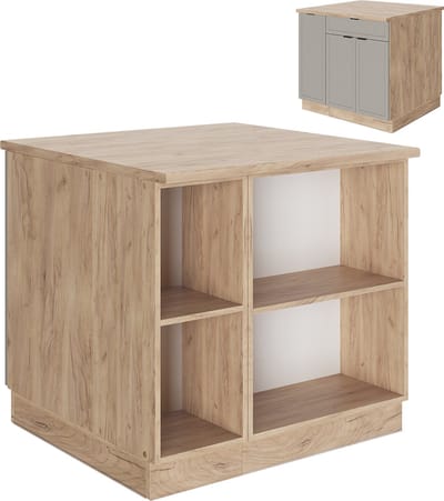 Vicco Fame-Line Keukeneiland – 90 cm met lade, zonder werkblad GrijsBeige