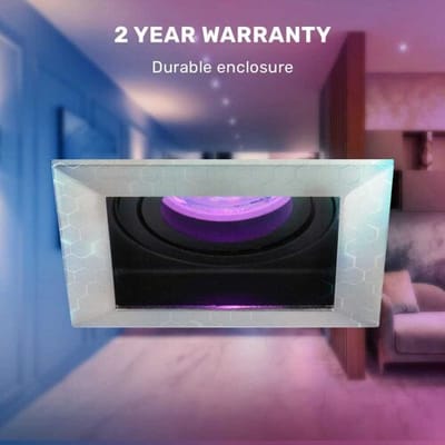 HOFTRONIC SMART Durham smart inbouwspot vierkant - Wifi + Bluetooth - RGBWW - GU10 - Kantelbaar - Google Home, Amazon Alexa en Siri - IP20 voor binnen