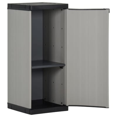 vidaXL - Tuinkast - met - 1 - schap - 35x40x85 - cm - grijs - en - zwart