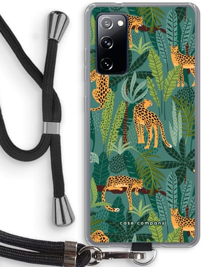 Case Company® - Hoesje met koord geschikt voor Samsung Galaxy S20 FE / S20 FE 5G hoesje met Koord - Luipaard 2 - Telefoonhoesje met Zwart Koord - Bescherming aan alle Kanten en Over de Schermrand