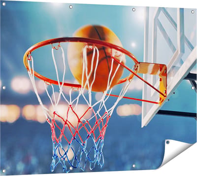 Gards Tuinposter Basketbal in Ring - Hoepel - Bord - 120x90 cm - Tuindoek - Tuindecoratie - Wanddecoratie buiten - Tuinschilderij
