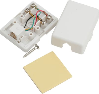 RJ11 Telefoon Wandcontactdoos 6P4C – Opbouw Wanddoos – Vergulde Contacten – Telecommunicatie Aansluiting – Wit - 1 Stuks [05220]