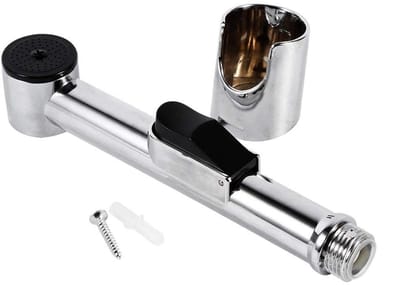Dailygoods- Handdouche Draagbaar - Bidet Sproeier - Zilver/Zwart - Gepolijst Chroom - Hoogte 18,3 cm - Lichtgewicht 85 g