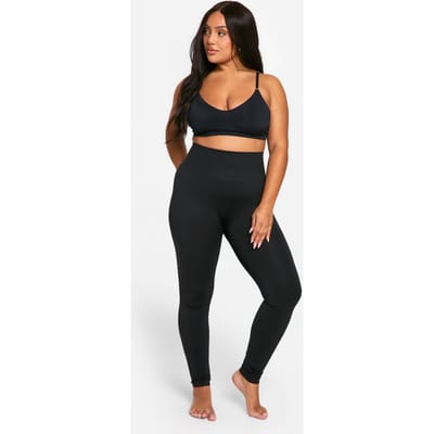 boohoo Dames Plus Tummy Control Naadloze Leggings | Zwart | Maat: Large