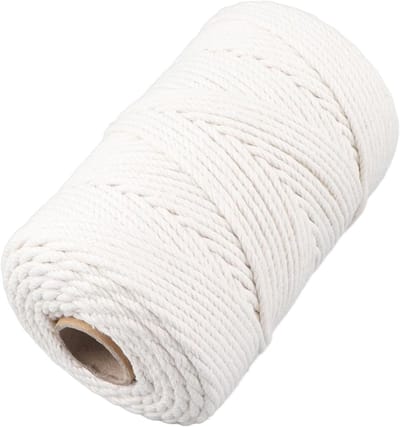 Katoenen Macrametouw 4mm, 21.9 Yards, Zacht en Sterk Touw voor Wanddecoratie en Ambachtelijke Projecten