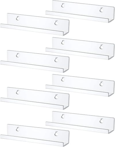 8x Transparante Wandhouders voor Vinylplaten en Albums - Drijvend Displayrek