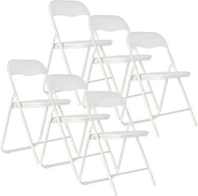 EASTWALL Klapstoel Premium – 6 Stuks – Vouwstoel – Bijzetstoel Binnen – tot 90kg belastbaar – 43cm zithoogte - Staal/katoen/PVC - Wit