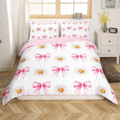 Cartoon Roze Strik Prinsessen Bedrukte Beddengoedsets Dekbed Dekbedovertrek Bedsprei Kussensloop 2-3 Stuks Sets Kinderen Volwassen Maat 140x200cm 3pcs