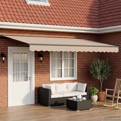 vidaXL - Handbediende - luifel - met - LED's - Beige - en - Antraciet - 4 - × - 3 - m