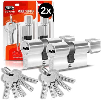 Dailygoods- Knopcilinderslot gelijksluitend - Cilinderslot met knop - Deurslot binnendeur - Set van 2 stuks - Lengte 90 mm - Inbraakbeveiligingsklasse A