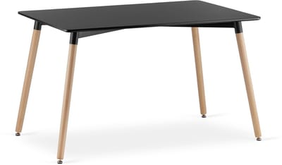 Eetkamertafel ADRIA 120x80 cm Zwart – Industriële Stijl – Keukentafel – Rechthoekige Eettafel – Houten Poten – MDF Blad – Keuken | Eetkamer | Woonkamer