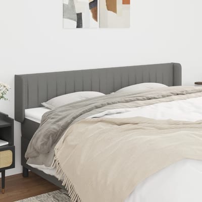 vidaXL - Hoofdbord - met - randen - 183x16x78/88 - cm - stof - donkergrijs