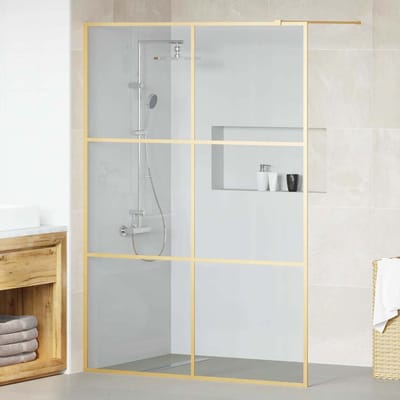 vidaXL - Inloopdouchewand - Goud - 140 - x - 195 - cm - gehard - glas