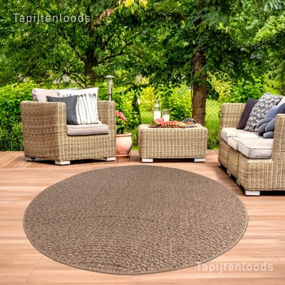 Muratap Sahara uni rond buitenkleed jute-look weerbestendig vloerkleed 160 cm