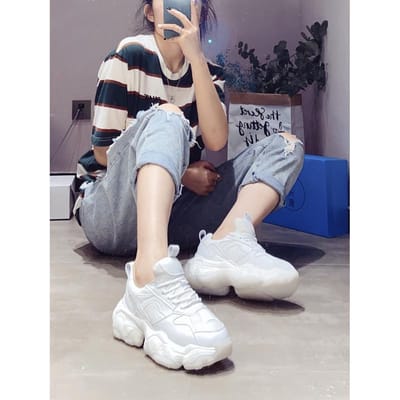 Casual Sportschoenen Dames Lente Nieuwe Hardloopschoenen Dikke Zool Papa Schoenen Dames Goede Kwaliteit Kleine Witte Schoenen Dames 40 black