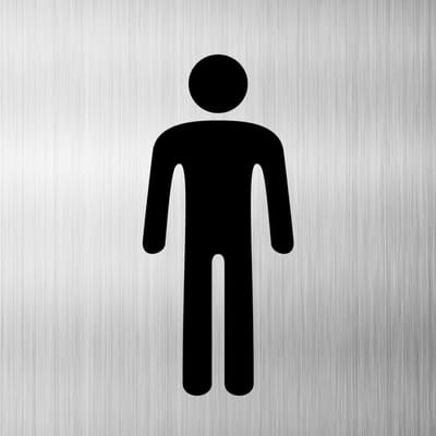 Toiletpictogram Bordje 12x12cm Heren - WC-Teeken op Sterk Aluminium Composiet met Kleefpad
