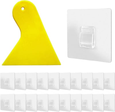Set van 20 Plakhaakjes zonder Boren - Transparante Wandhaakjes voor Handdoeken, Keuken en Badkamer, Ideaal voor Muur- en Plafondbevestiging