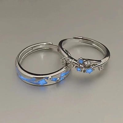Bague Ajustable Étoile Lumineuse Bague de Doigt Vintage Luxe Anneaux pour Couples Brille dans le Noir Bijoux Y2K Cadeau de Saint-Valentin