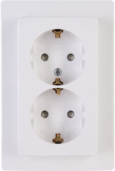 KOPP - Wandcontactdoos - Paris - Inbouw - 1-voudig Dubbel Stopcontact - Randaarde - Kinderbeveiliging - Arctic Glans Wit
