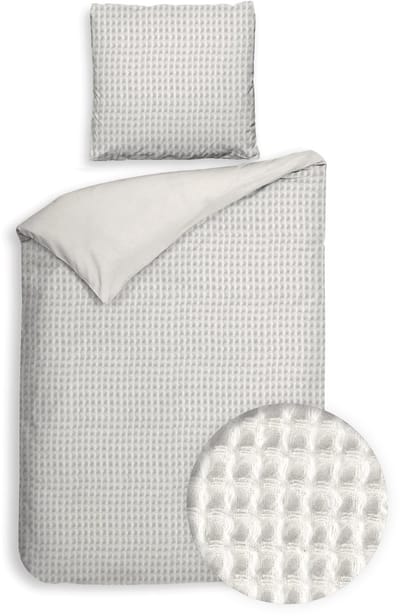 Heckettlane Dekbedovertrek Vafala - Effen Bedlinnen - 140x200-220 cm - Eenpersoons - Off-White - Dekbedovertrek van Katoen