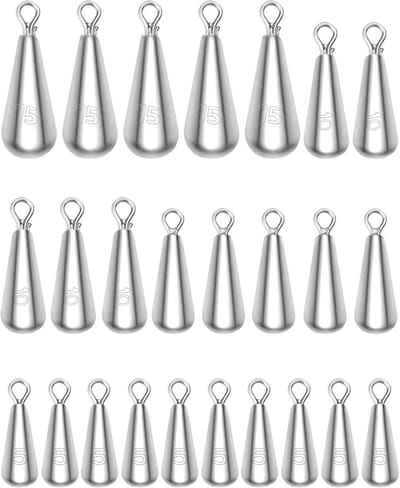 SnelShoppen - 25 Stuks Vistuigen Gewichten - 4 Maten (5g, 7g, 10g, 15g) - Hoge Dichtheid Electrolyte Lood - Perfect voor Sportvissen