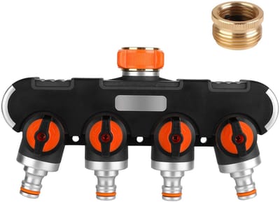 Dailygoods - 4-weg waterverdeler - Tuinirrigatie - Regelbare uitgangen - Waterverdeler kraan - Ideaal voor gelijktijdige aansluiting van vier apparate...