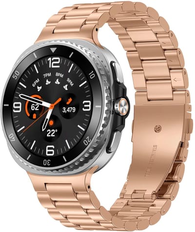 Strap-it Stalen schakel band - RVS bandje met vlindersluiting geschikt voor Samsung Galaxy Watch 9 (40/44mm) / Watch 8 (40/44mm) / 8 Classic (46mm) - rosé goud / rose gold