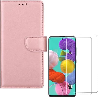Bookcase hoesje Geschikt voor: Samsung Galaxy S10 Lite 2020 Portemonnee Rose Goud met 2 stuks Glas Screen protector
