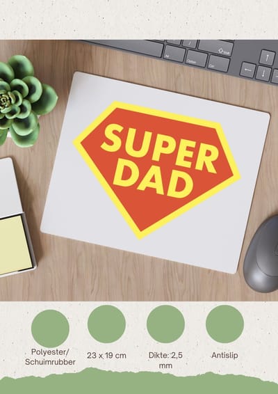 Akyol - super dad Muismat - Vader - papa - vaderdag - cadeau - verjaardag - kado - 23 bij 19 cm