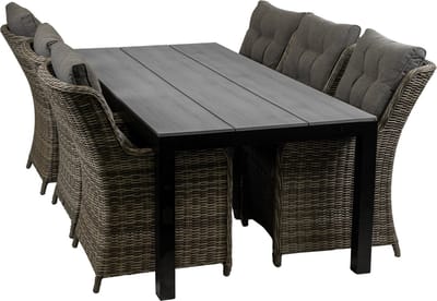 7-delige tuinset | 6 Dublin tuinstoelen (AG) | 225cm Cyprus tuintafel (Grey)