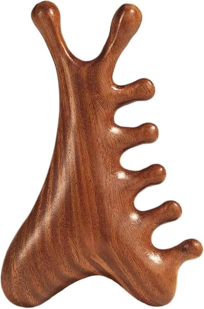 Houten Massage Kam - Sandalwood Borstel - Hoofdhuid Ontspannen - Natuurlijk Sandelhout - 10.4 x 6.2 x 2.8 cm - Bruin
