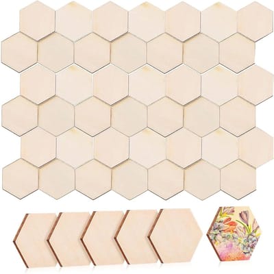 Houten Hexagonale Schijfjes voor Knutselen, Schilderen en Decoreren - 20 Stuks van Beukenhout, 10 cm Diameter, 2,5 mm Dikte