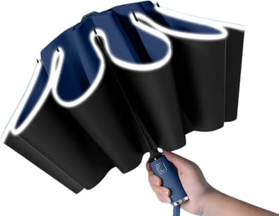 Nivard Moderne Stormparaplu - Opvouwbaar - Windproof Paraplu - Stormproef - Automatisch Uitklapbaar - Umbrella - Reflecterend - Blauw