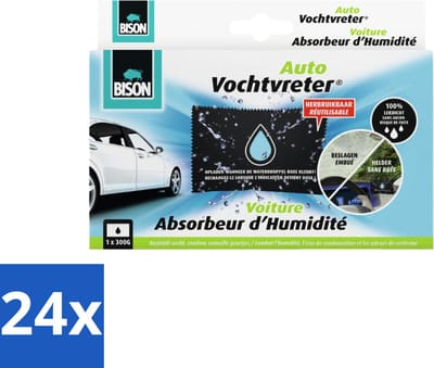 Bison - Auto Vochtvreter - 300 Gram - 1 Stuk - Herbruikbaar - Geurloos - Voordeelverpakking - 24 stuks