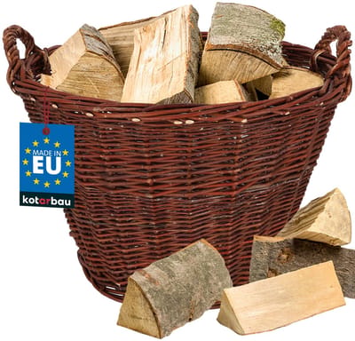 KOTARBAU® Rieten Mand, met Handvatten, Wilg, ? 55 cm, Bruin, Houtmand, Plantenmand, Oogstmand, Tuinmand, Opbergmand, voor Haardhout