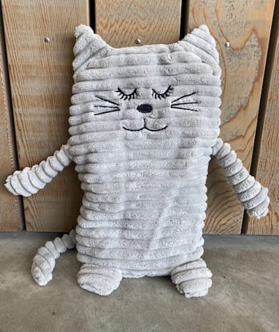 Inwolino warmteknuffel kat / poes 27 cm die in de magnetron opgewarmd kan worden - magnetronknuffel poes - opwarmknuffel warmie kat - knuffel kat - knuffel poes - grijs