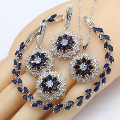 Rode Granaat Zirkonia Oorbellen Kettingen Ringen Cadeausets 8#