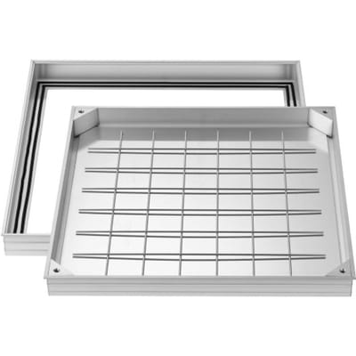 VEVOR putdeksel met frame 60 x 60 cm, onzichtbaar putdeksel, bestraatbare septictankdeksel van aluminiumlegering voor geïntegreerde afwatering op looppaden in tuinen en op terrassen.