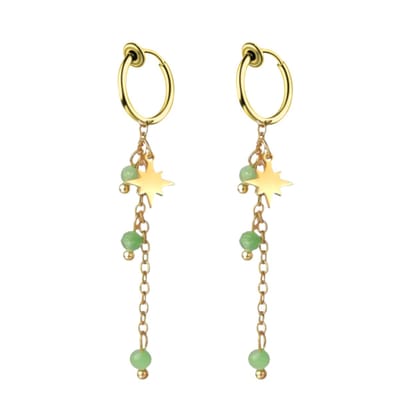 Klem oorbellen -Groen Brise goudkleur- geen gaatje- Charme Bijoux
