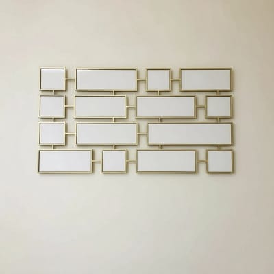 Wandspiegel - Quadrados - mat gouden rand - 160 x 100cm - verticaal of horizontaal op te hangen