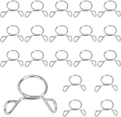 Dailygoods- Slangklem met dubbele veer - Slangklemmen - Roestvrij Staal 304 - 9 mm Brandstof - 20 Stuks - Veerklem Clip voor Slang - Slangclip