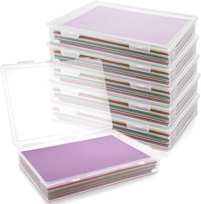 Set van 6 A4 archiefdozen met deksel - 31 x 21,5 x 5 cm - Transparante plastic opbergdozen voor documenten, scrapbooking en knutselen
