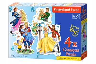 Castorland 4-in-1 Contourpuzzels: Verliefde Prinsessen