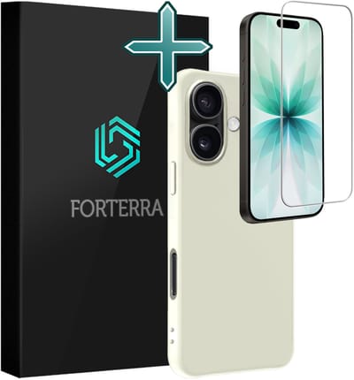 Hoesje Met Screenprotector - Geschikt voor Apple iPhone 17 - Sterk & Shockproof - Telefoon Hoes - Back Cover - Siliconen Case - Wit