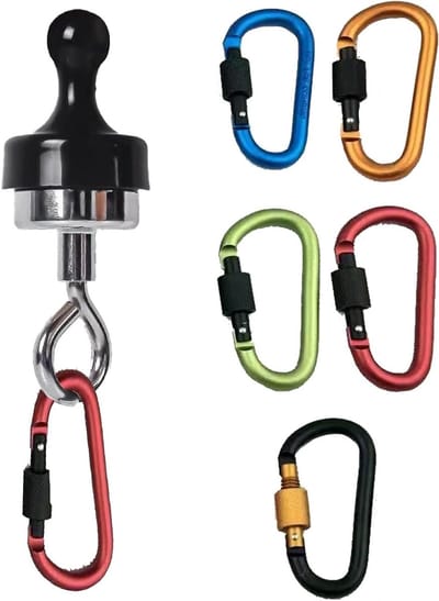 Magnetische Draaihaak Carabiner Clips - 5 Stuks in Meerdere Kleuren (42x80mm) voor Sleutels, Rugzakken en Outdoor Activiteiten