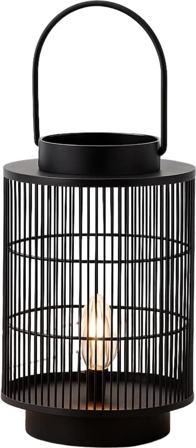 Lomera LED Lantaarn - Metaal Lantaarn - 30 CM Hoog - Zwarte Lantaarn - LED Verlichting - Op Batterijen - Sfeerverlichting - Metalen Frame - Decoratieve Lantaarn - Energiezuinig - Draagbare Lantaarn - Moderne Stijl - Tafellamp