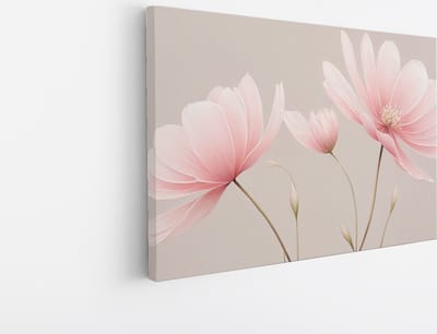 Saammp Canvas Schilderij - 2 Roze bloemen - Abstract - 30x20 - Foto op canvas - Wanddecoratie - Muurdecoratie Woonkamer - Kantoor Decoratie